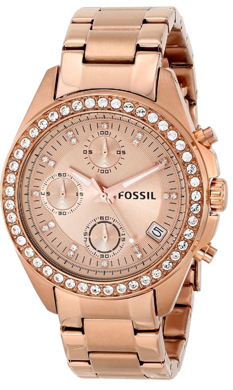 fossil watches rose gold ladies